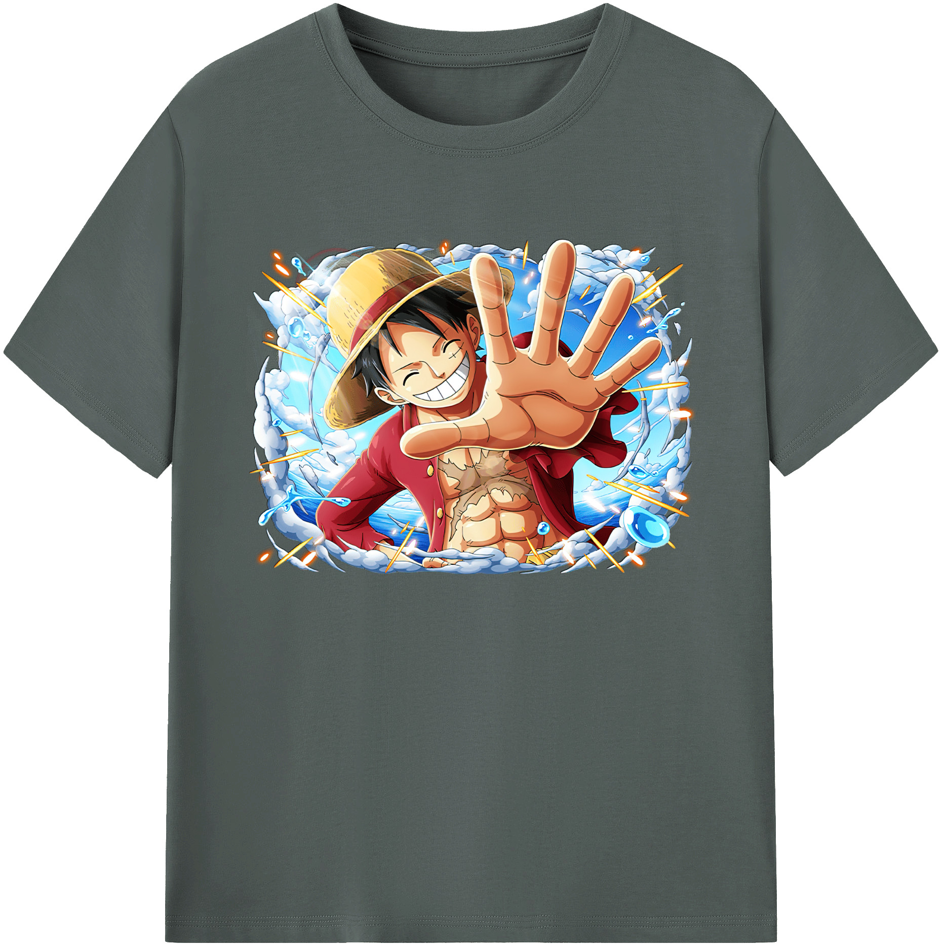 ワンピース モンキー・D・ルフィ ONE PIECE Monkey D. Luffy 綿100％ メンズ半袖Tシャツ｜肌触りやわらか＆通気性